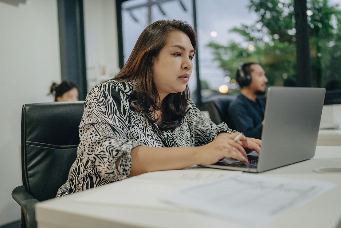 Woman working on a laptop